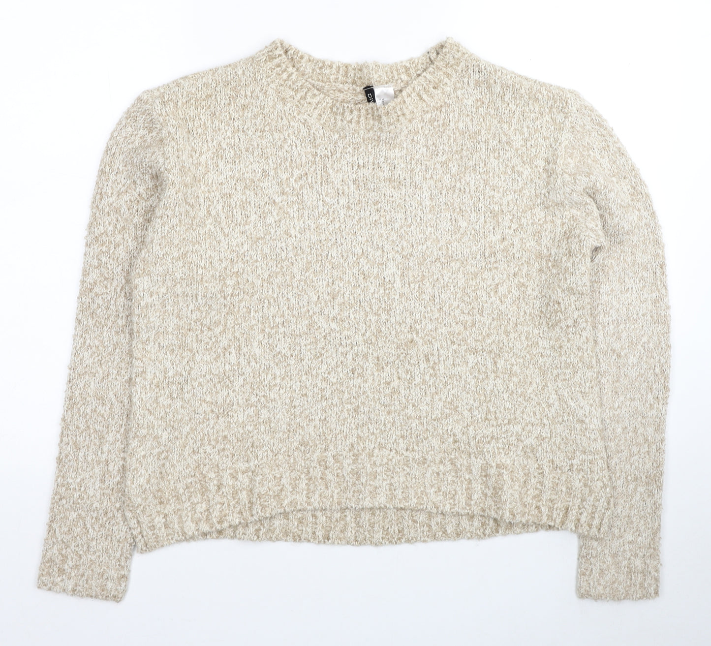 H&M Womens Beige Round Neck Cotton Pullover Jumper Size M
