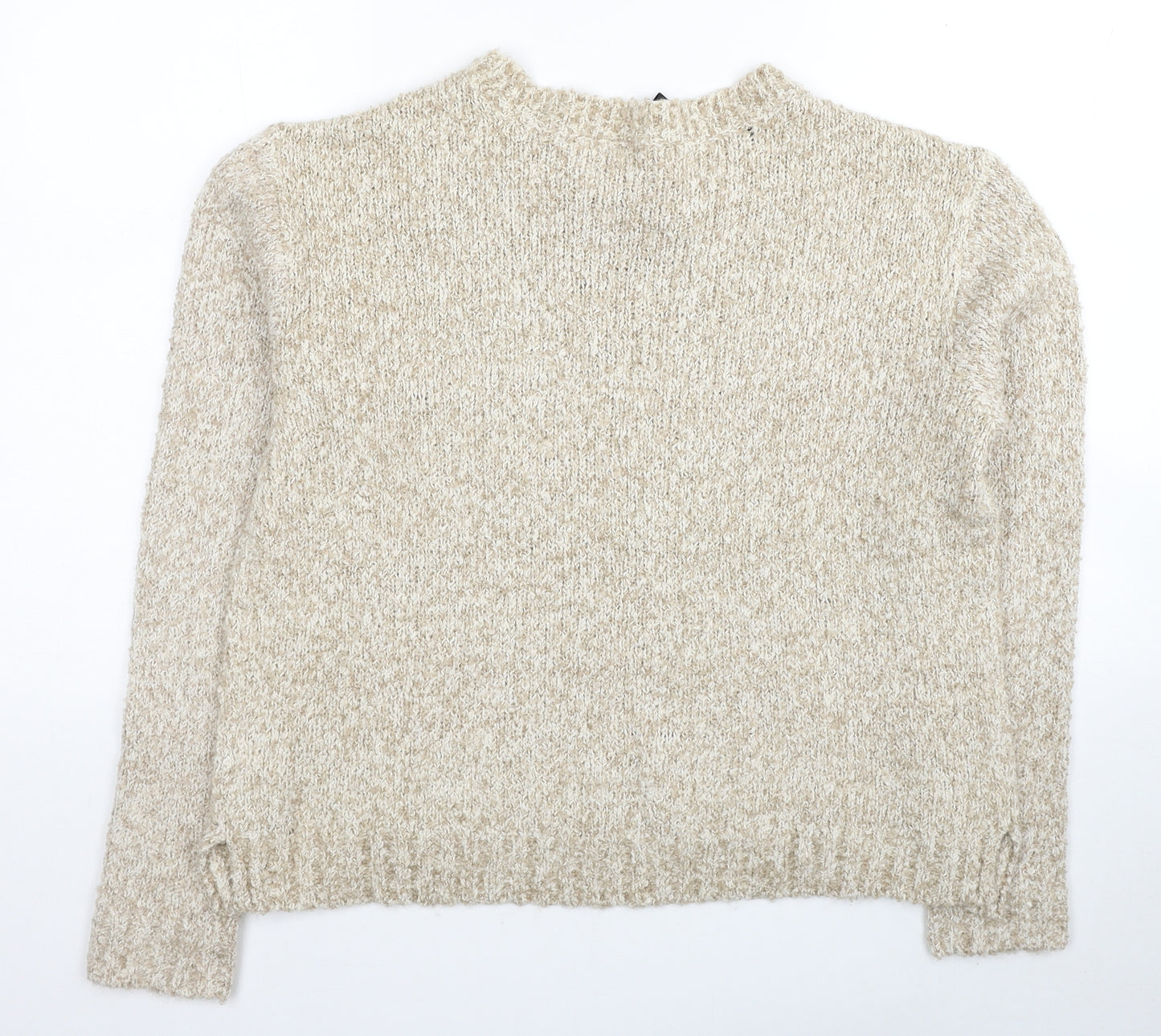H&M Womens Beige Round Neck Cotton Pullover Jumper Size M