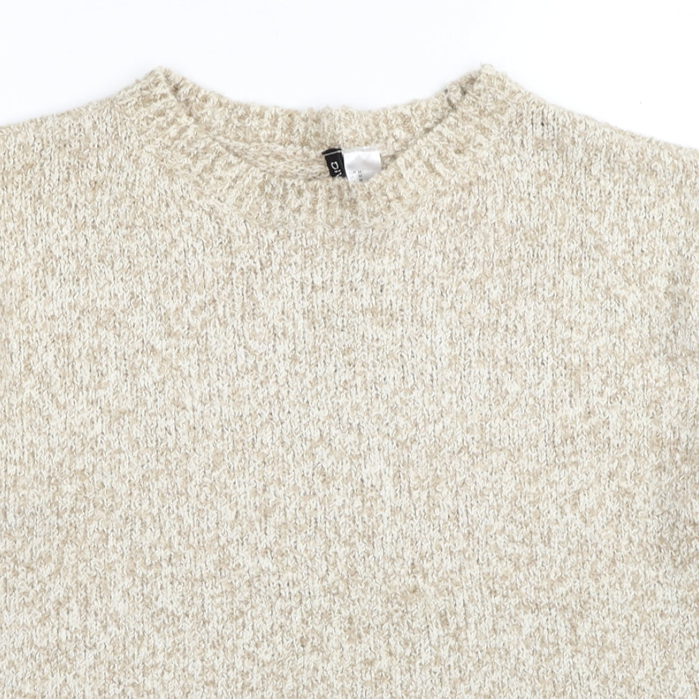 H&M Womens Beige Round Neck Cotton Pullover Jumper Size M