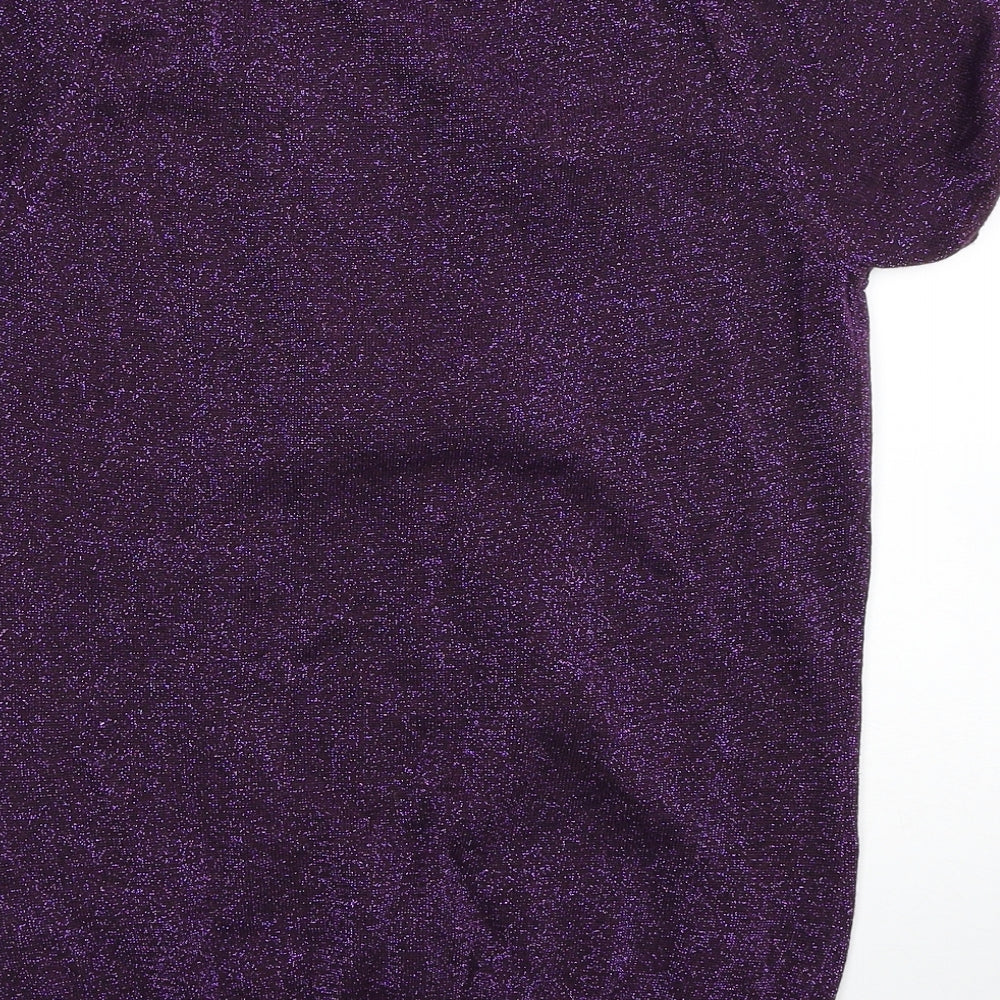 River Island Womens Purple V-Neck Acrylic Pullover Jumper Size 10