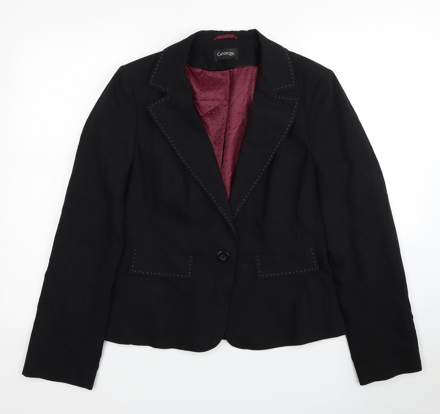 George Womens Black Jacket Blazer Size 12 Button