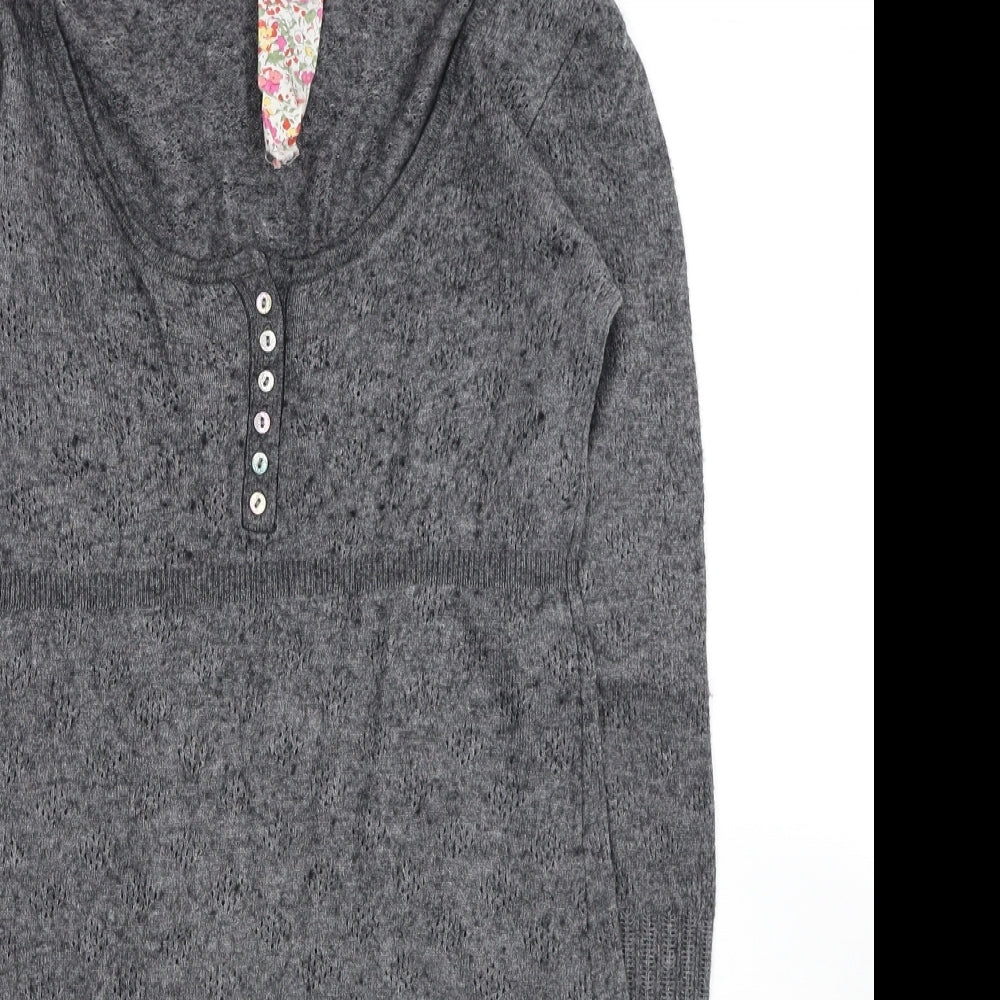 White Stuff Womens Grey Viscose Jumper Dress Size 10 Scoop Neck Pullover