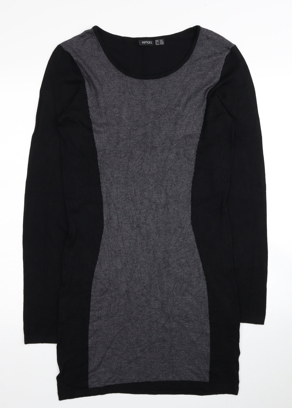 ESMARA Womens Black Colourblock Viscose Jumper Dress Size 10 Scoop Neck Pullover - Size 10-12