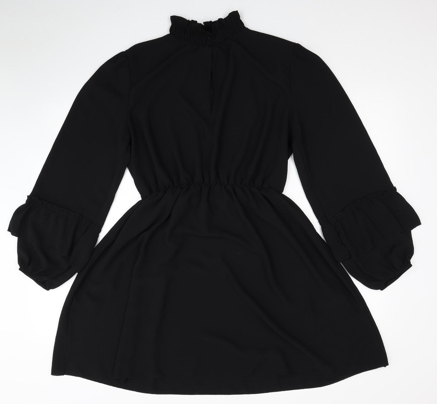 Boohoo Womens Black Polyester Fit & Flare Size 18 Mock Neck Button
