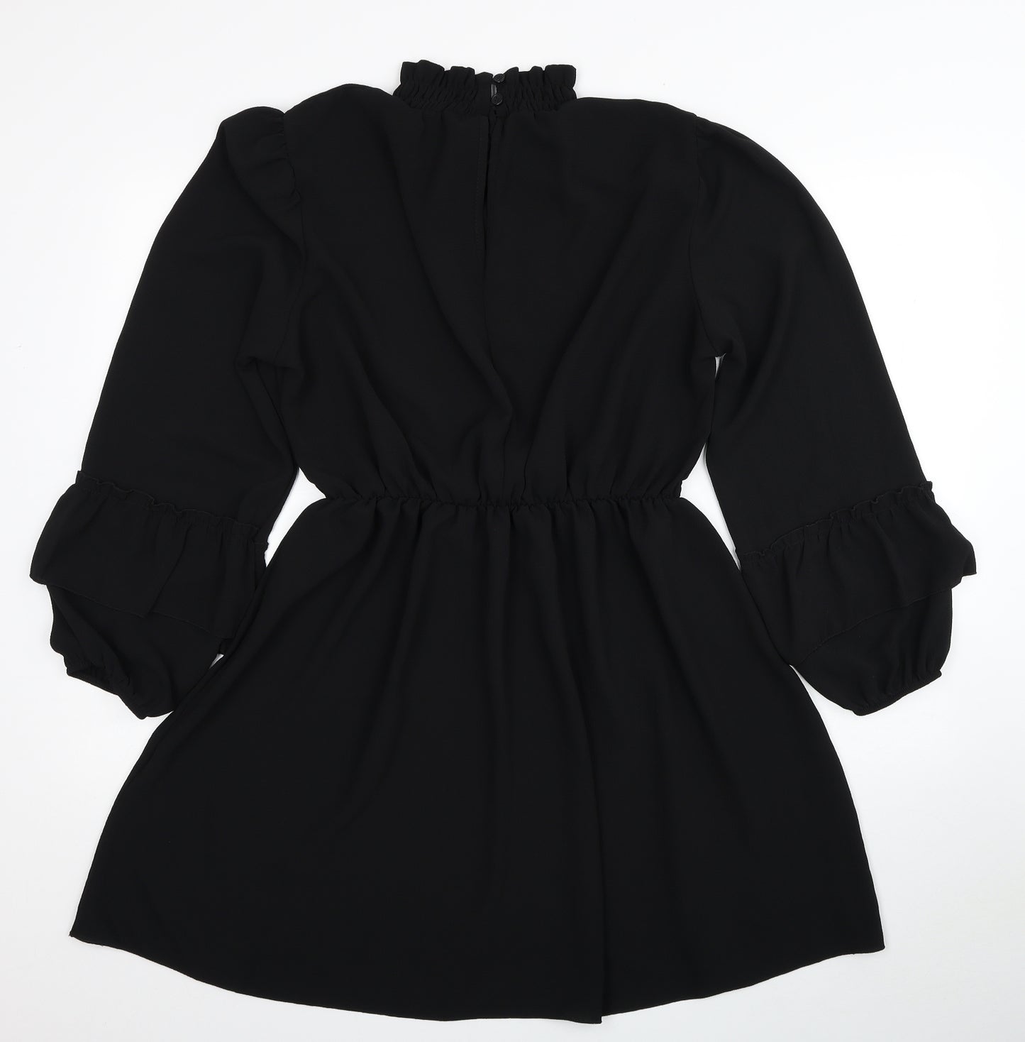 Boohoo Womens Black Polyester Fit & Flare Size 18 Mock Neck Button