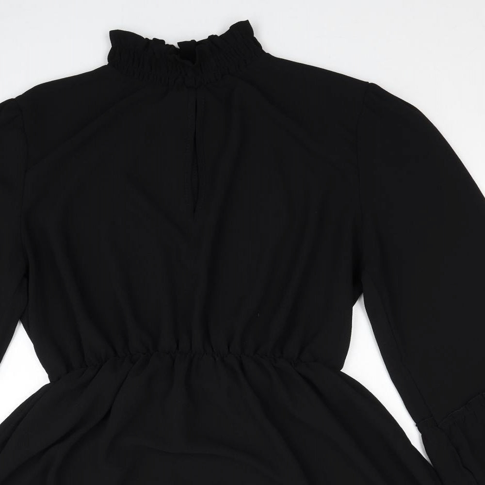 Boohoo Womens Black Polyester Fit & Flare Size 18 Mock Neck Button
