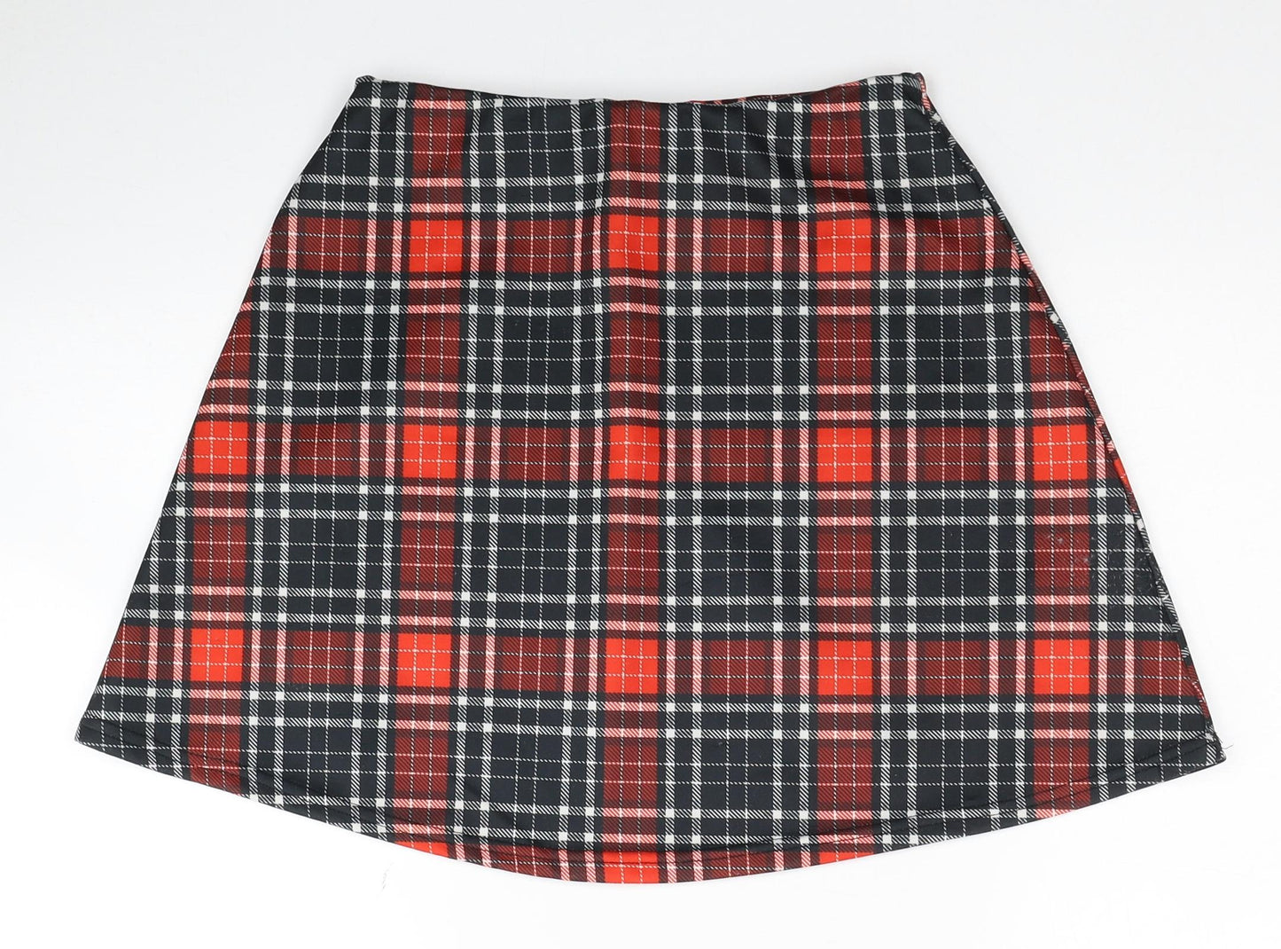 Missguided Womens Multicoloured Plaid Polyester Skater Skirt Size 10