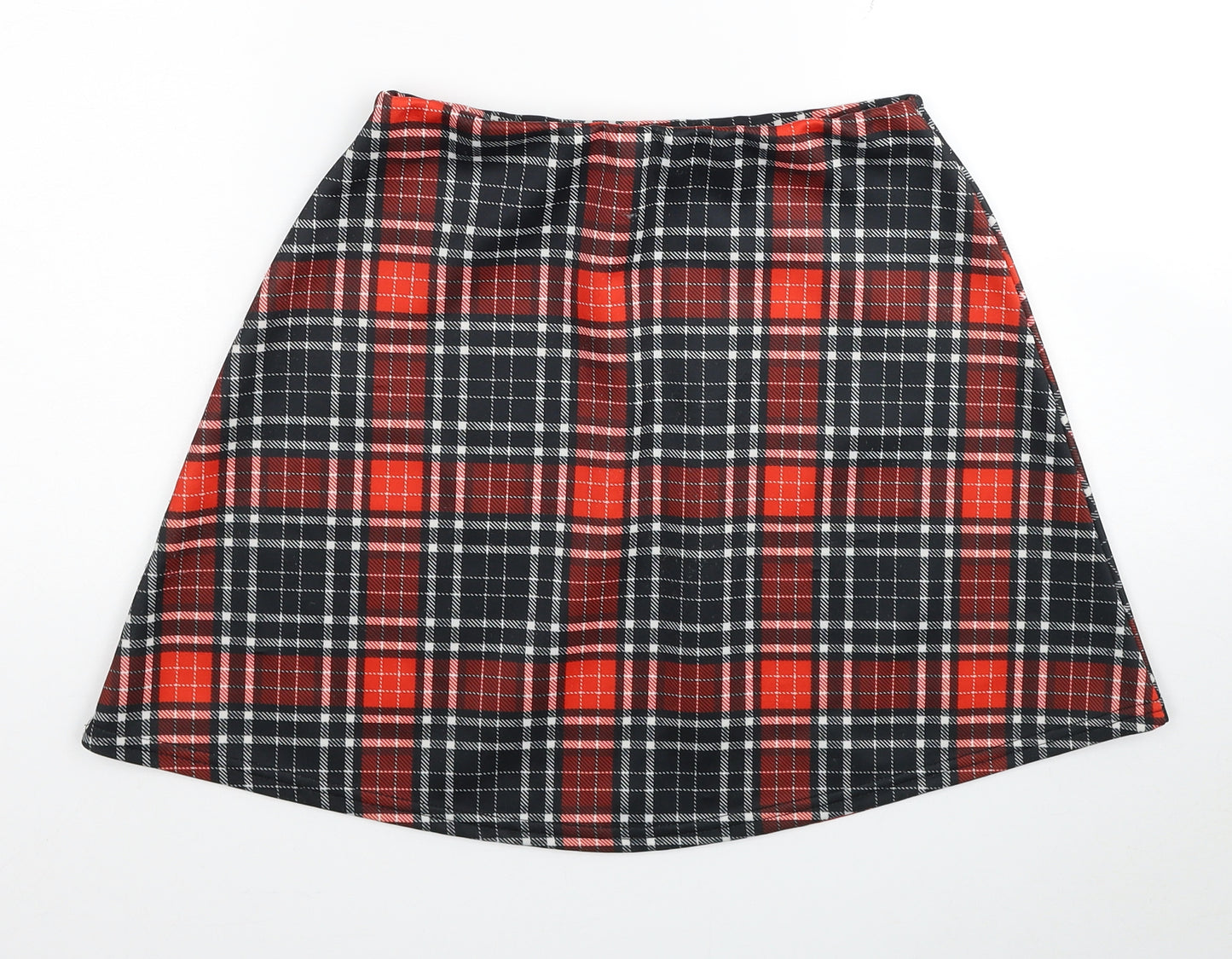 Missguided Womens Multicoloured Plaid Polyester Skater Skirt Size 10