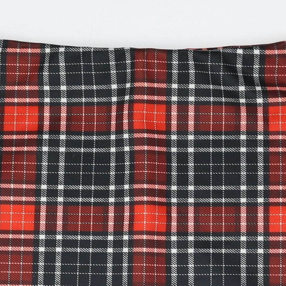 Missguided Womens Multicoloured Plaid Polyester Skater Skirt Size 10