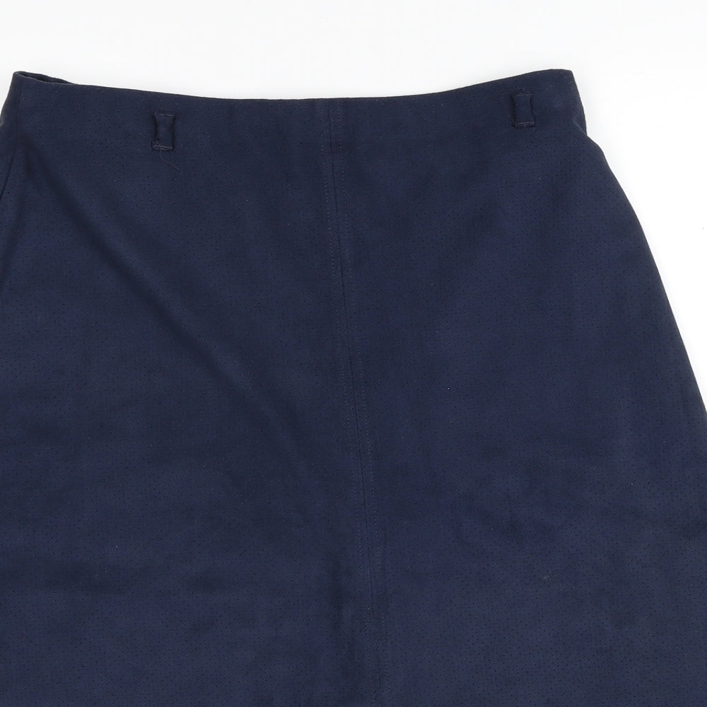 Marks and Spencer Womens Blue Polyester A-Line Skirt Size 12 Zip