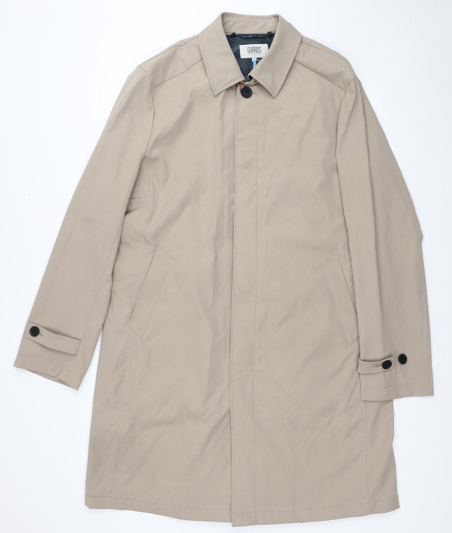 Guards London Mens Beige Trench Coat Coat Size S Button