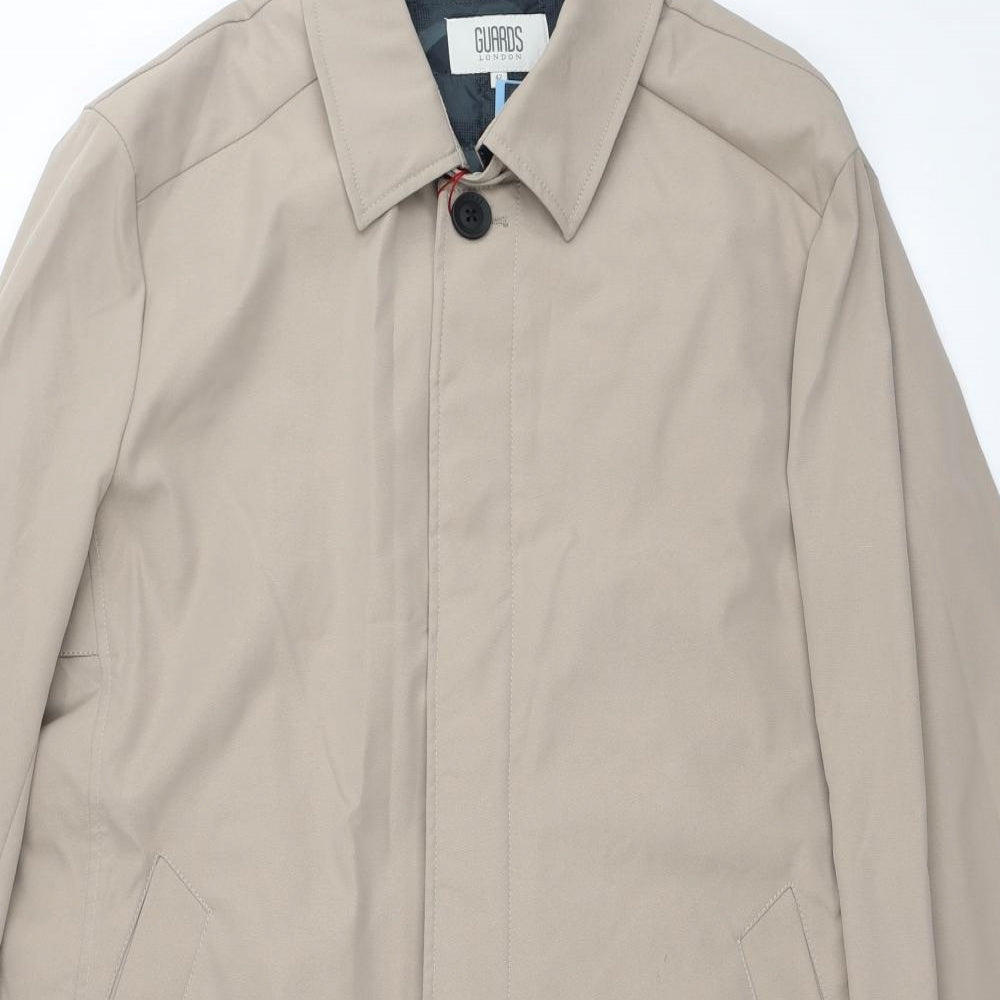 Guards London Mens Beige Trench Coat Coat Size S Button