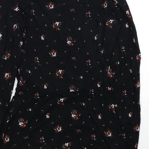 Boohoo Womens Black Fair Isle Polyester Basic Blouse Size 6 V-Neck - Lace Detail