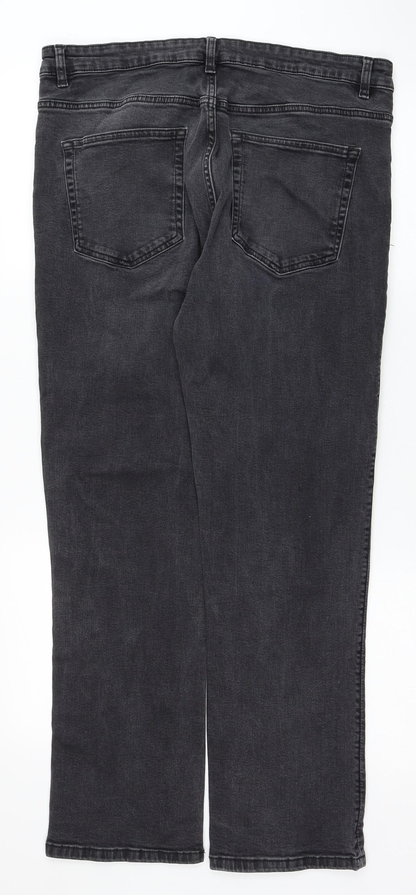 George Mens Black Cotton Straight Jeans Size 36 in L30 in Regular Zip