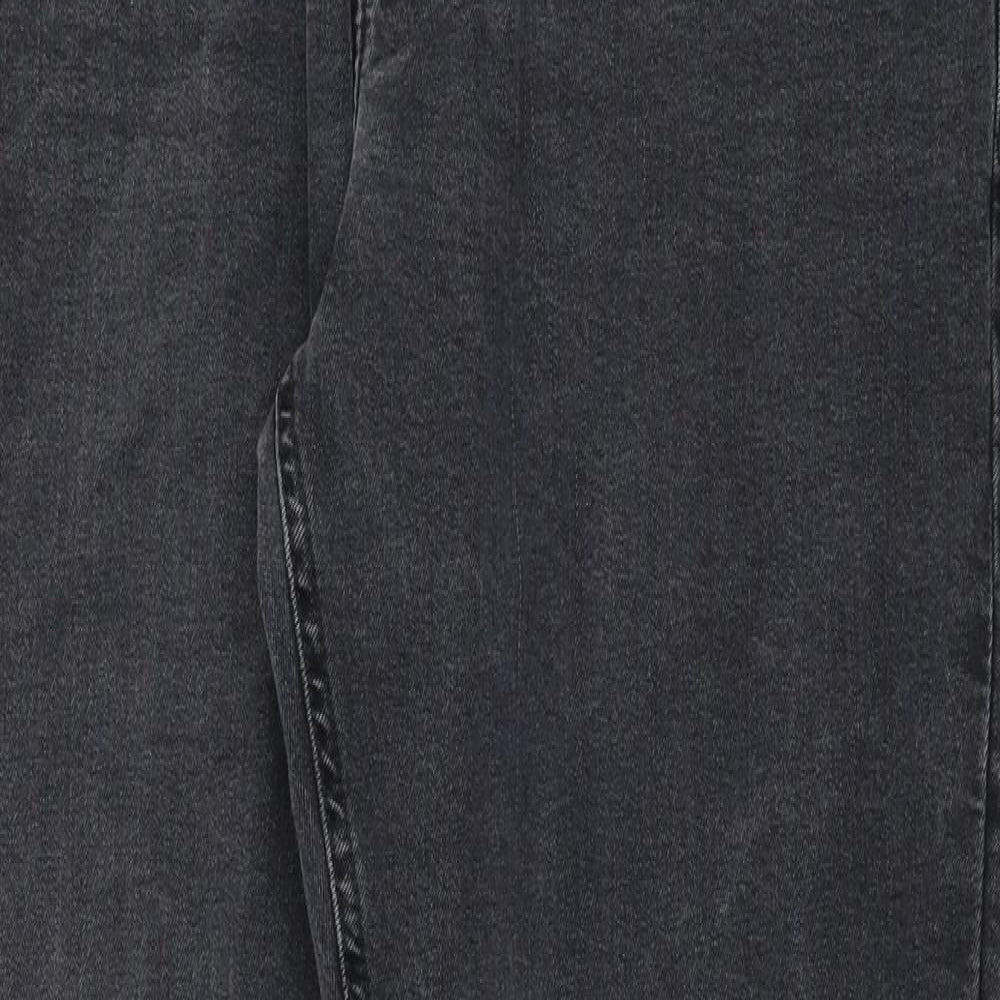 George Mens Black Cotton Straight Jeans Size 36 in L30 in Regular Zip