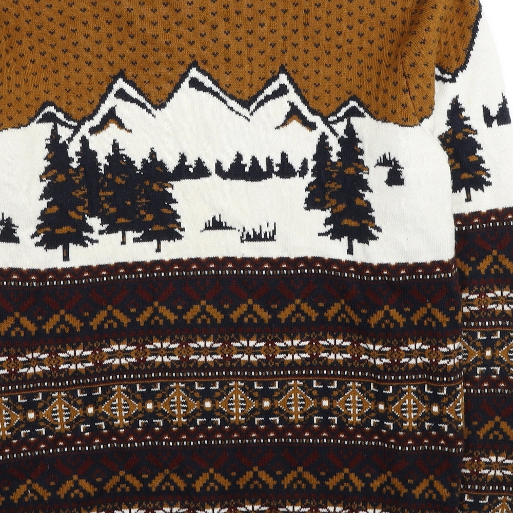 Burton Mens Multicoloured Round Neck Fair Isle Acrylic Pullover Jumper Size L - Christmas Pattern