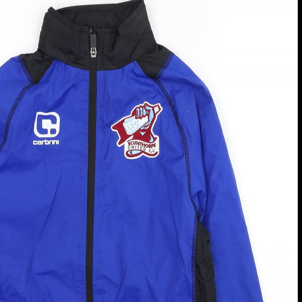 Carbrini Boys Blue Colourblock Windbreaker Coat Size M Zip - Scunthorpe United F.C
