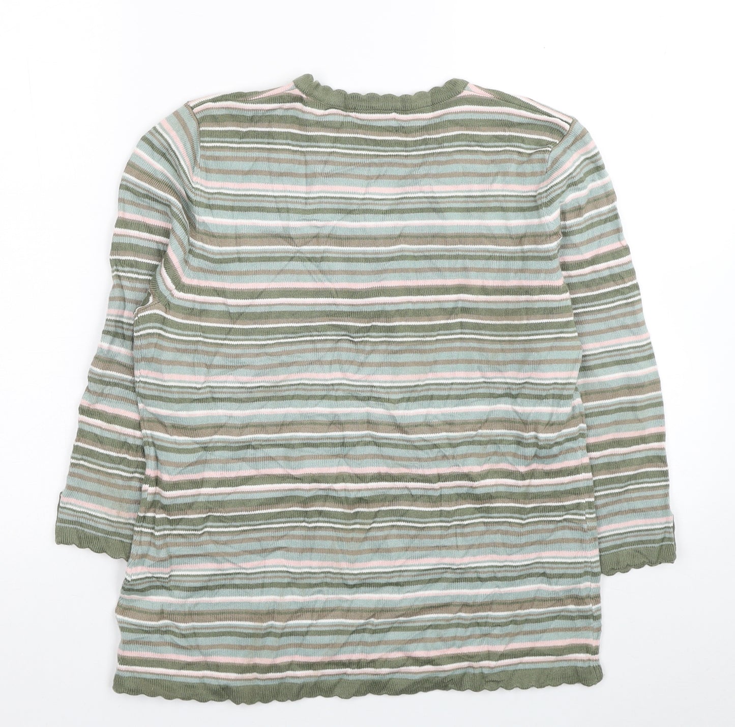 Eastex Womens Multicoloured V-Neck Striped Acrylic Pullover Jumper Size 10