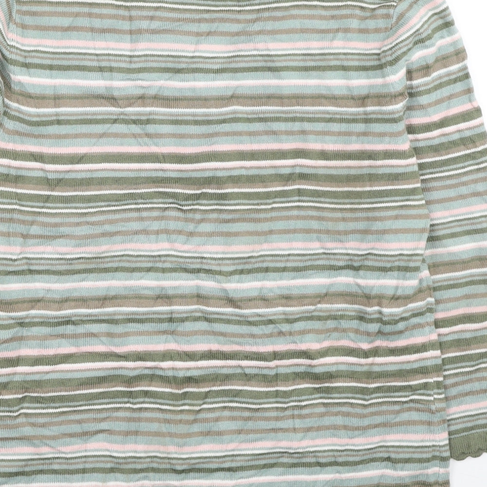 Eastex Womens Multicoloured V-Neck Striped Acrylic Pullover Jumper Size 10