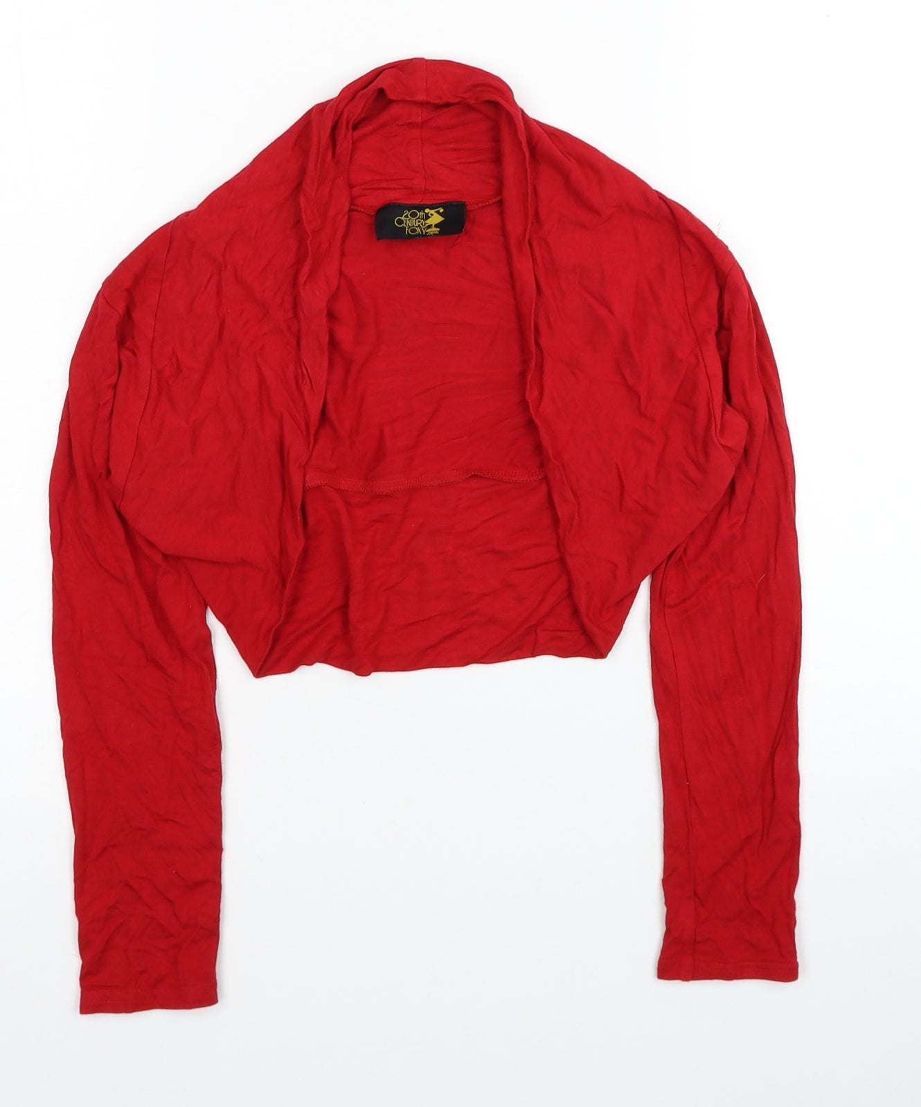 20th Century Fox Womens Red Viscose Cropped Blouse Size M V-Neck