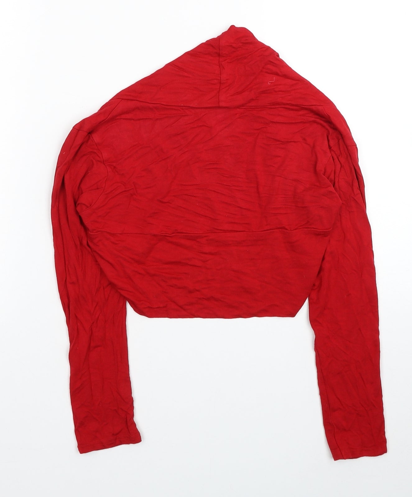 20th Century Fox Womens Red Viscose Cropped Blouse Size M V-Neck