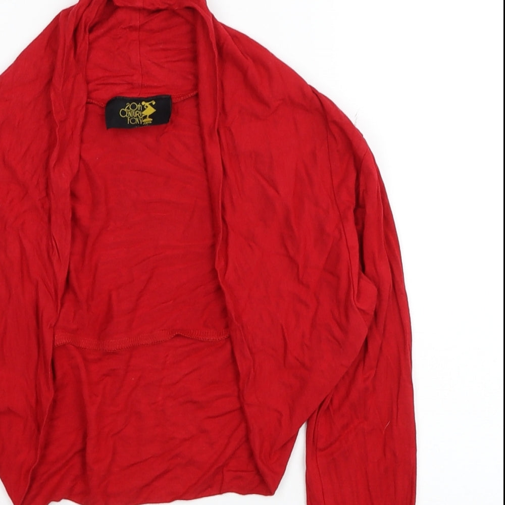 20th Century Fox Womens Red Viscose Cropped Blouse Size M V-Neck