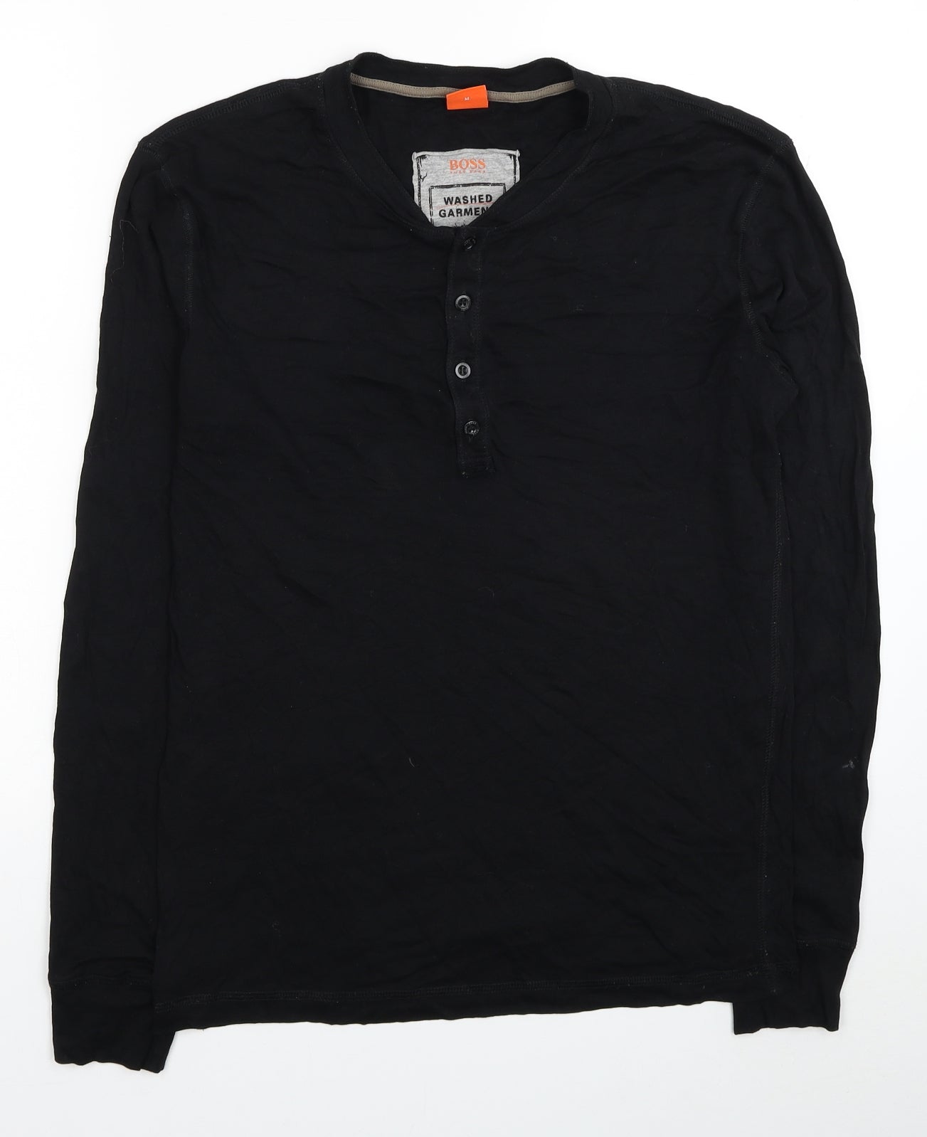 HUGO BOSS Mens Black Cotton T-Shirt Size M V-Neck