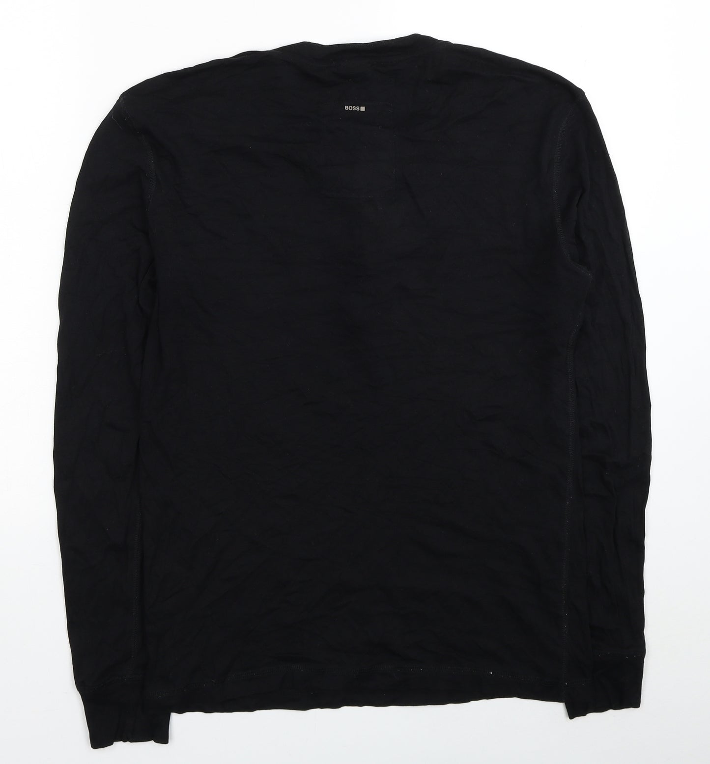 HUGO BOSS Mens Black Cotton T-Shirt Size M V-Neck