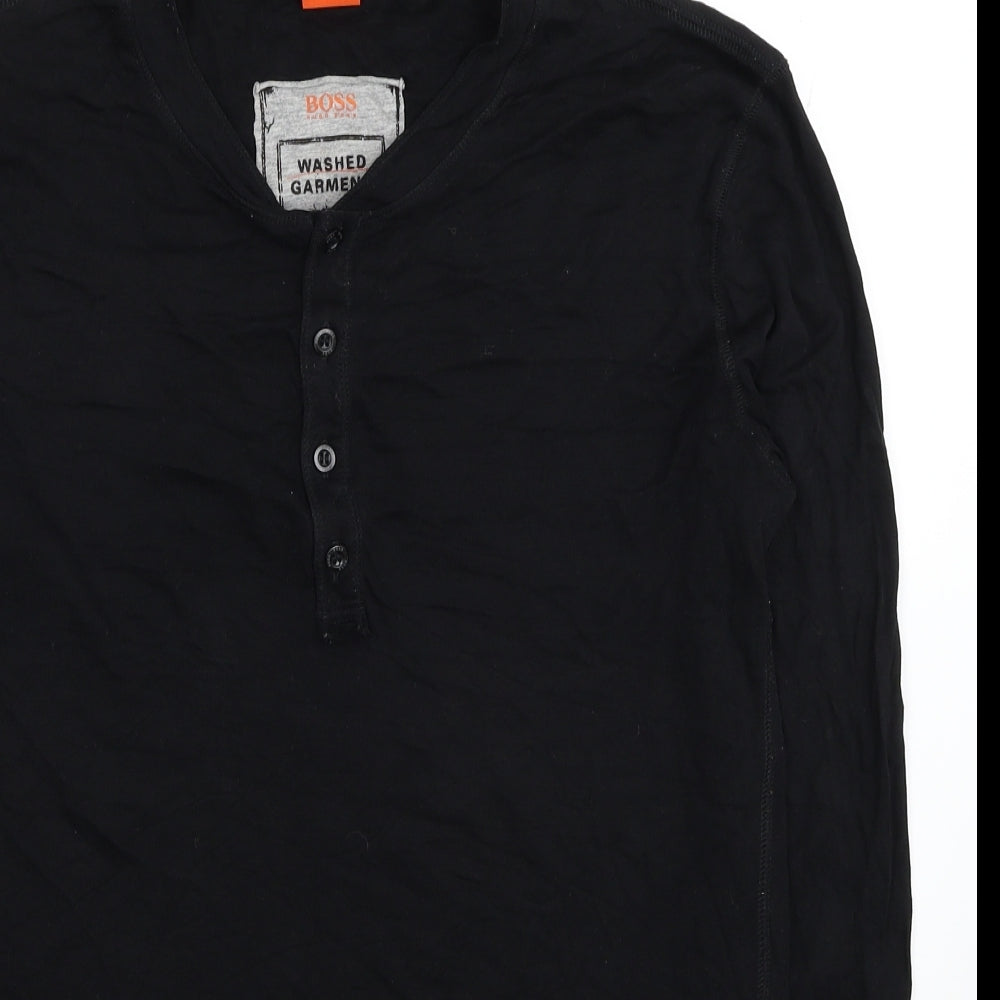 HUGO BOSS Mens Black Cotton T-Shirt Size M V-Neck