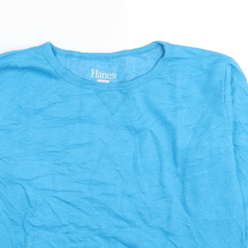 Hanes Womens Blue Cotton Pullover Sweatshirt Size M Pullover