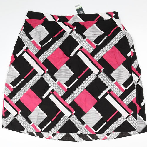 Bonmarché Womens Multicoloured Geometric Viscose A-Line Skirt Size 20