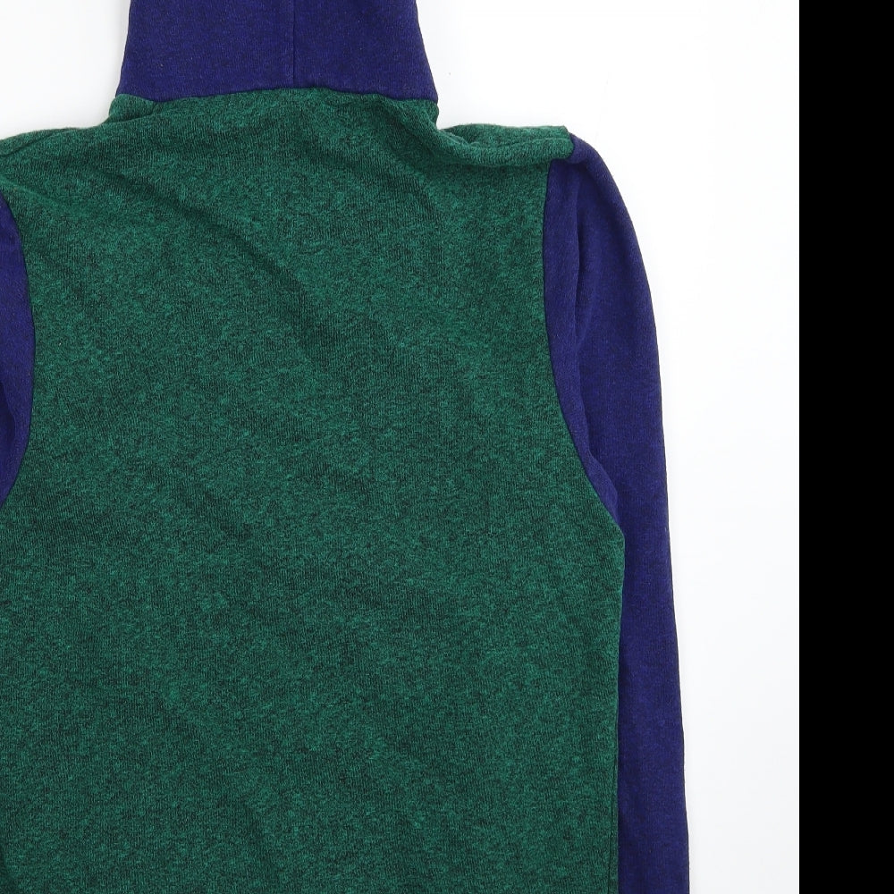 American Apparel Mens Green Polyester Full Zip Hoodie Size M - Colorblock Pattern