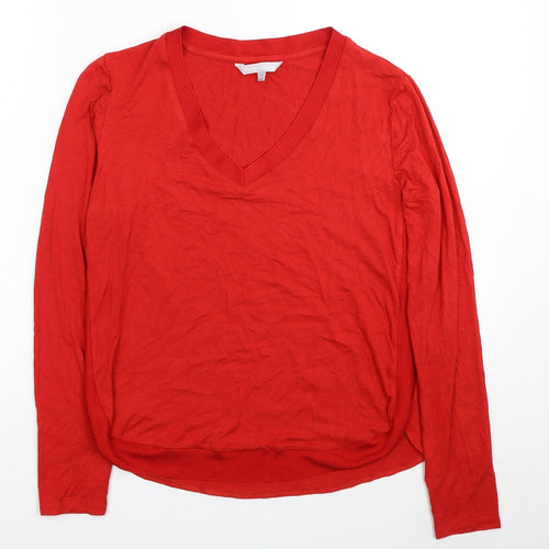 Red Herring Womens Red Viscose Basic Blouse Size 14 V-Neck