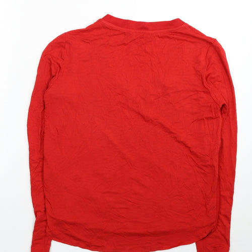 Red Herring Womens Red Viscose Basic Blouse Size 14 V-Neck