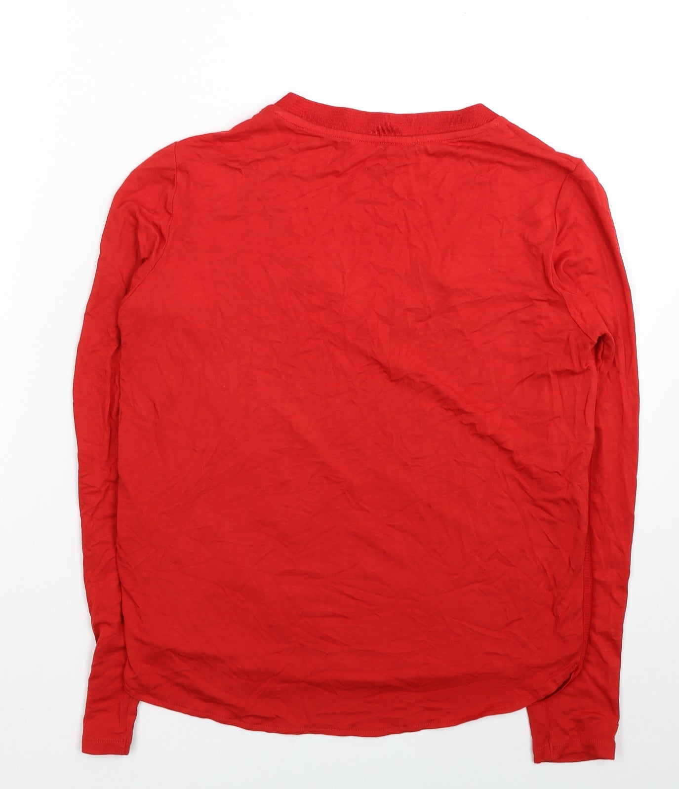 Red Herring Womens Red Viscose Basic Blouse Size 14 V-Neck