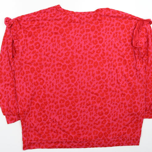 Roman Womens Pink Animal Print Viscose Pullover Sweatshirt Size 18 Pullover - Leopard Print