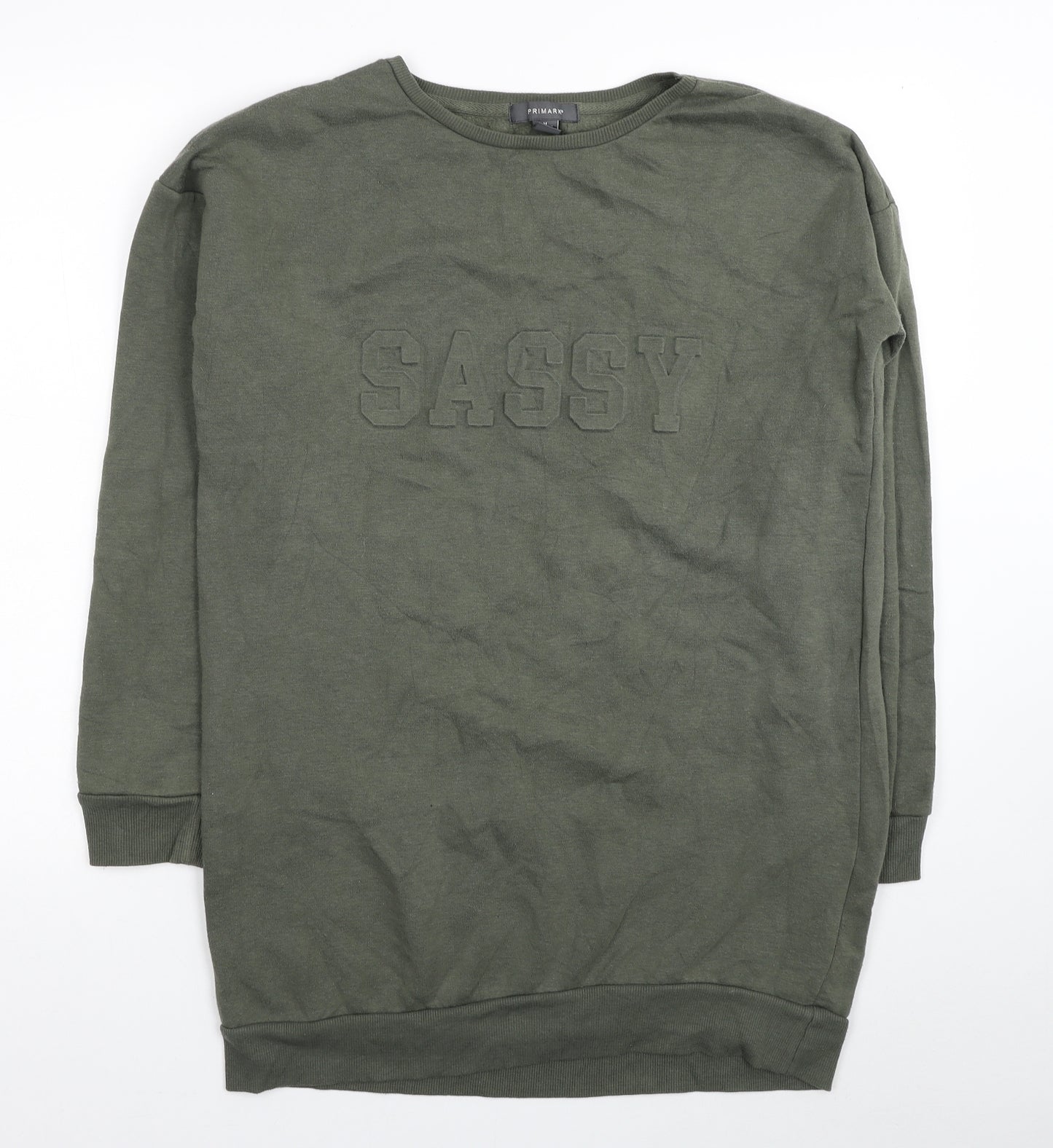 Primark Womens Green Polyester Tunic Sweatshirt Size 10 Pullover - Sassy Size 10-12