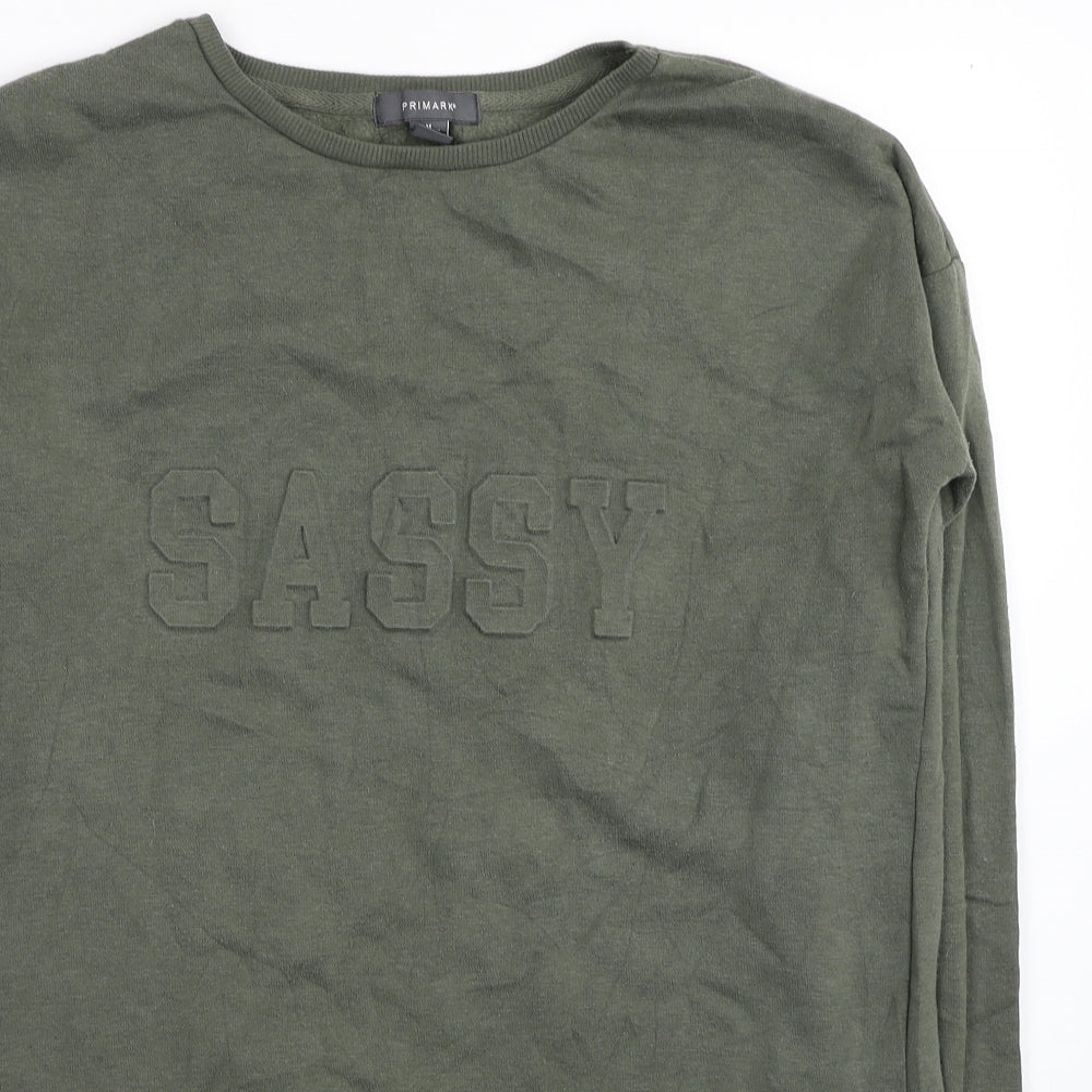 Primark Womens Green Polyester Tunic Sweatshirt Size 10 Pullover - Sassy Size 10-12