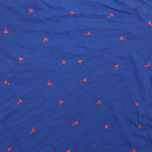 Dudeskin Boys Blue Geometric Cotton Basic T-Shirt Size 9-10 Years Round Neck Pullover - Palm Tree Print