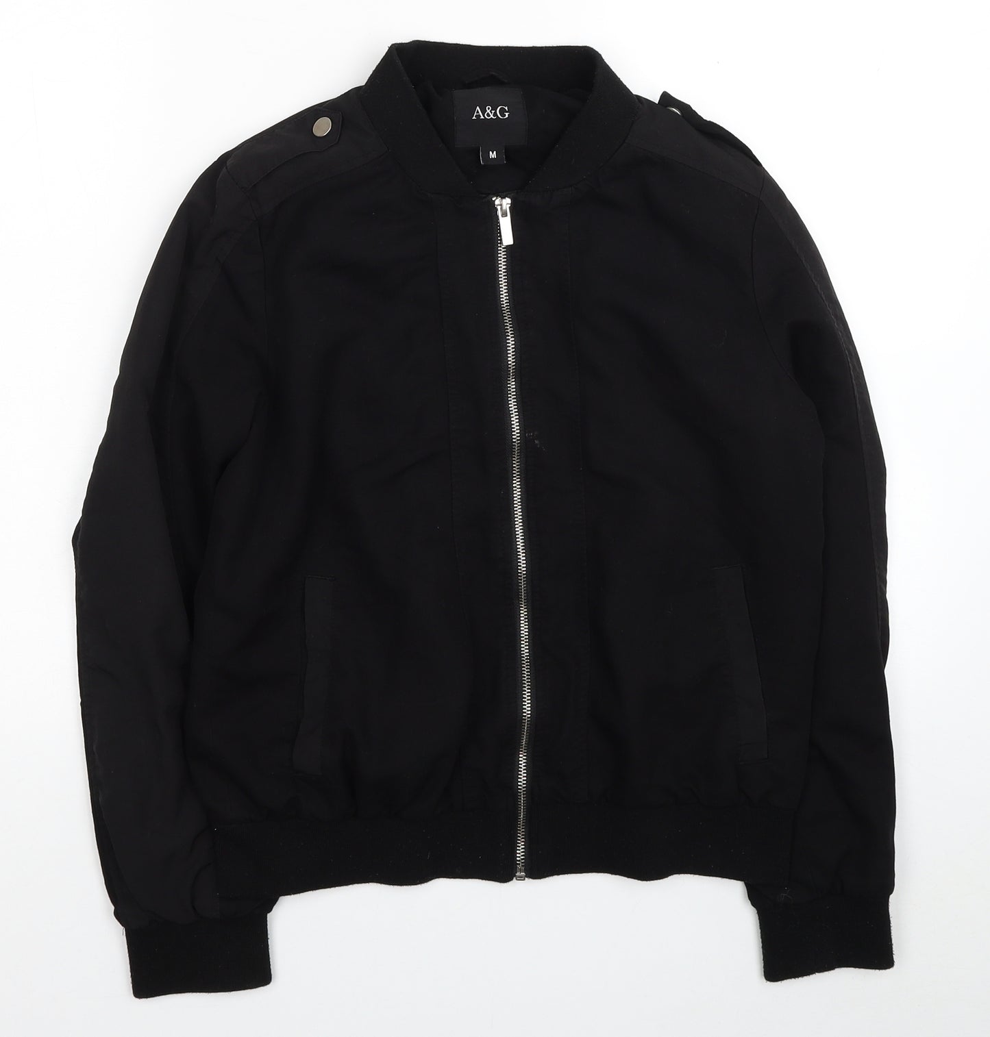 Anita & Green Womens Black Bomber Jacket Jacket Size M Zip
