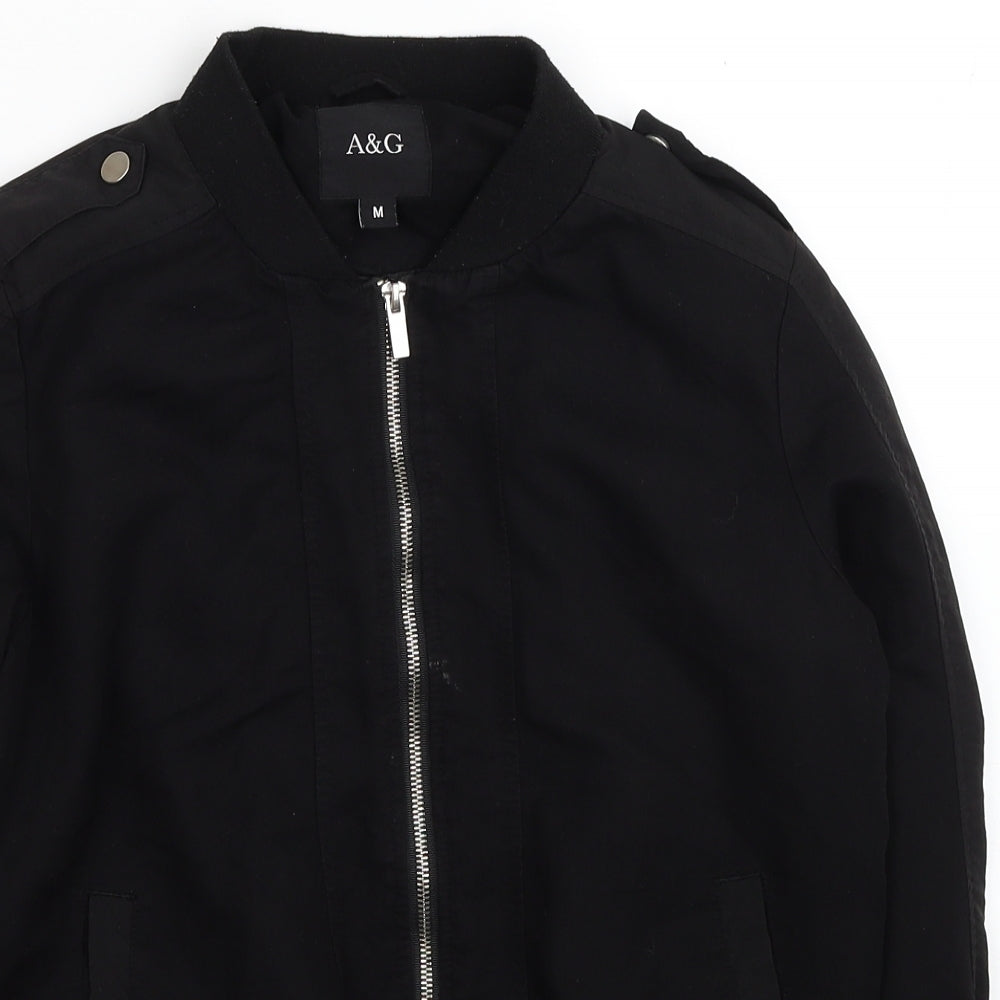 Anita & Green Womens Black Bomber Jacket Jacket Size M Zip