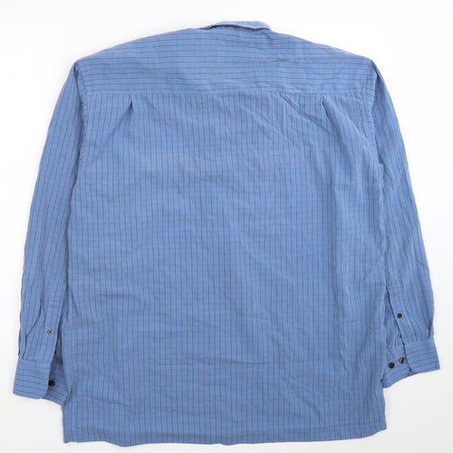 Refind Mens Blue Striped Cotton Button-Up Size L Collared Button