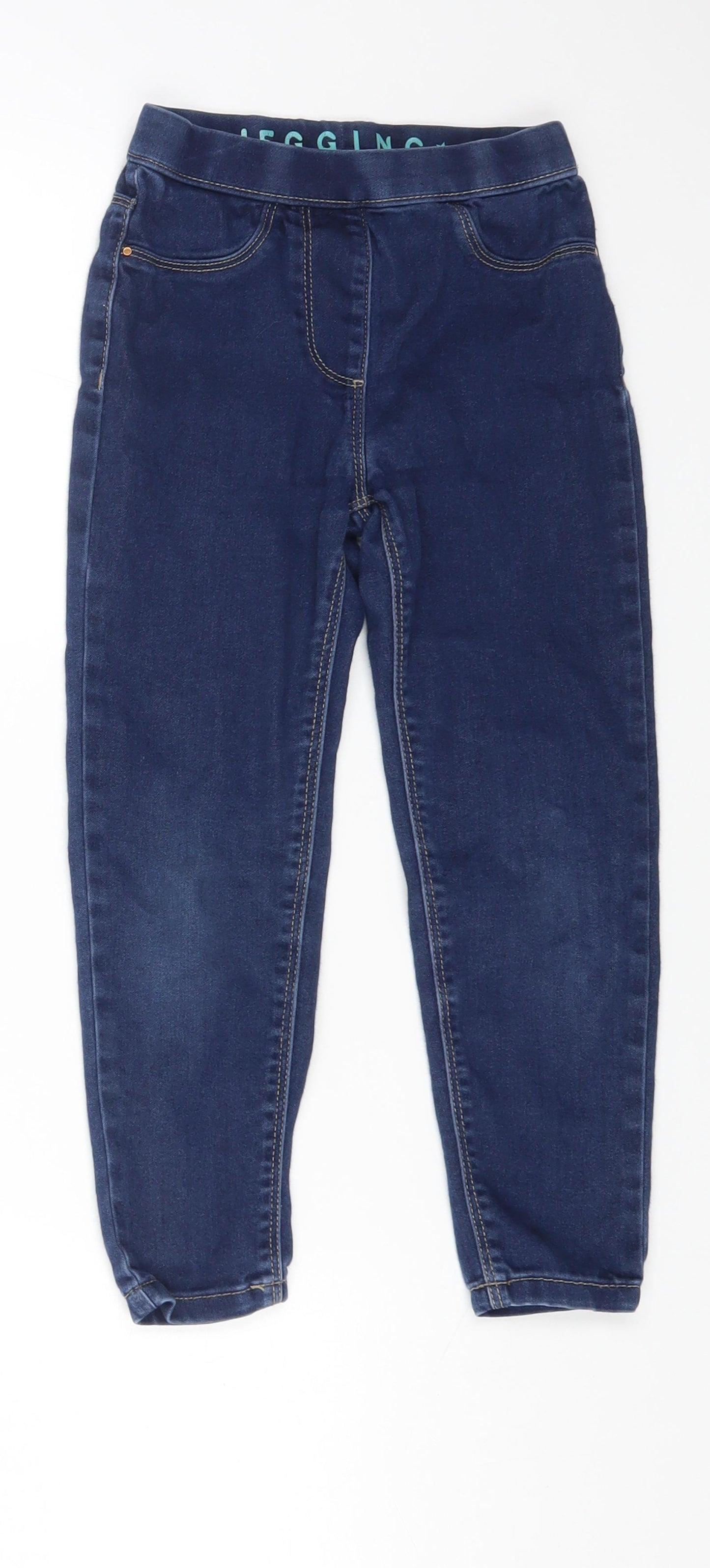 George Girls Blue Cotton Jegging Jeans Size 5-6 Years Regular Pullover