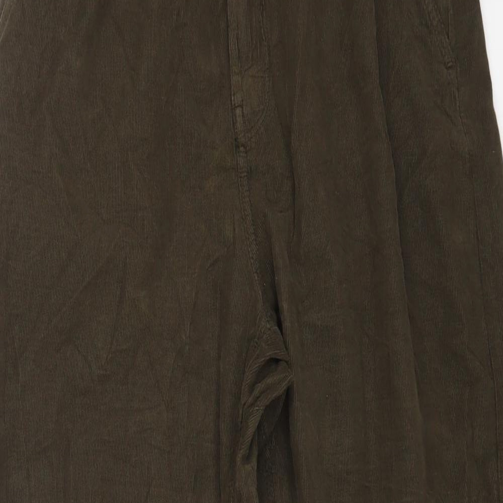 Zara Womens Green Cotton Trousers Size 10 L22 in Regular Zip