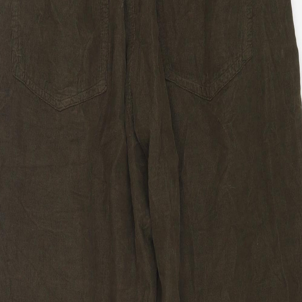 Zara Womens Green Cotton Trousers Size 10 L22 in Regular Zip
