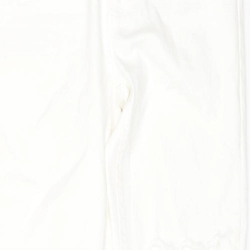 Zara Womens White Cotton Straight Jeans Size 12 L25 in Regular Zip