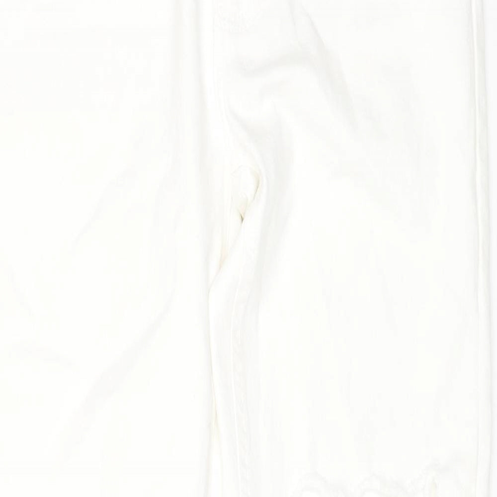 Zara Womens White Cotton Straight Jeans Size 12 L25 in Regular Zip