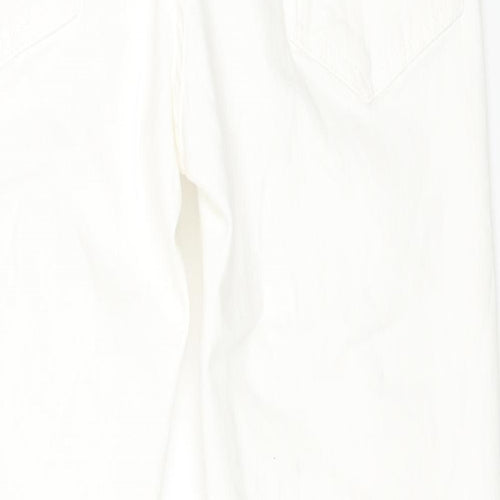 Zara Womens White Cotton Straight Jeans Size 12 L25 in Regular Zip