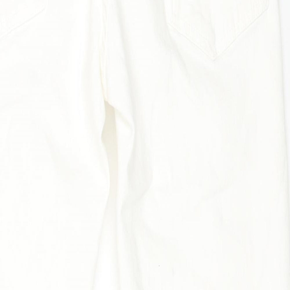 Zara Womens White Cotton Straight Jeans Size 12 L25 in Regular Zip