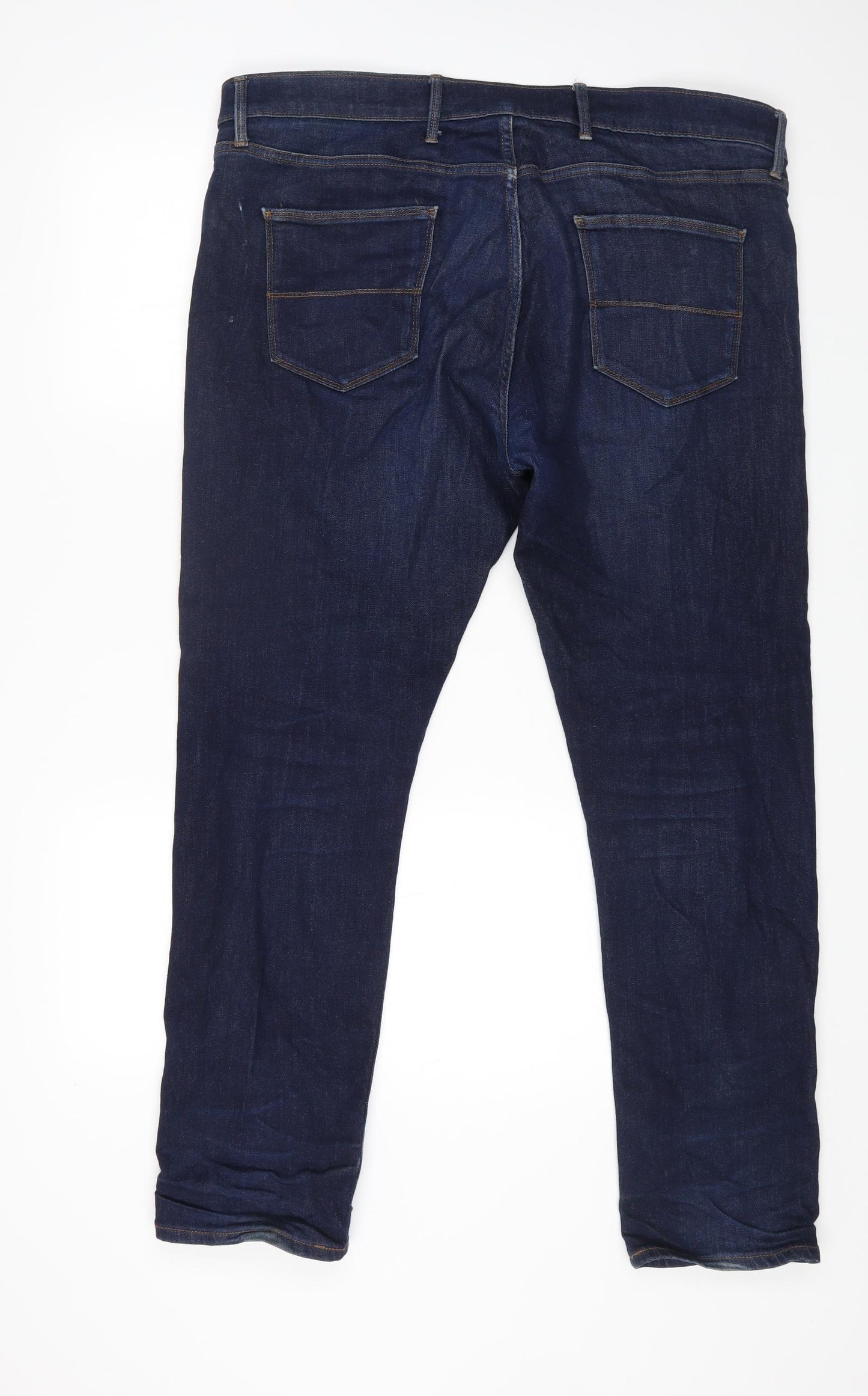 Marks and Spencer Womens Blue Cotton Straight Jeans Size 40 in L31 in Regular Zip